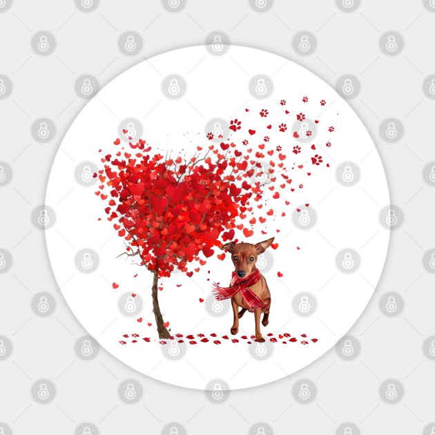 Valentine's Day Heart Tree Love Red Miniature Pinscher Magnet by TATTOO project